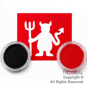 KIT MAQUILLAJE ARTISTICO DIABLITO NEGRO Y ROJO ( 4 GR) + STENCIL